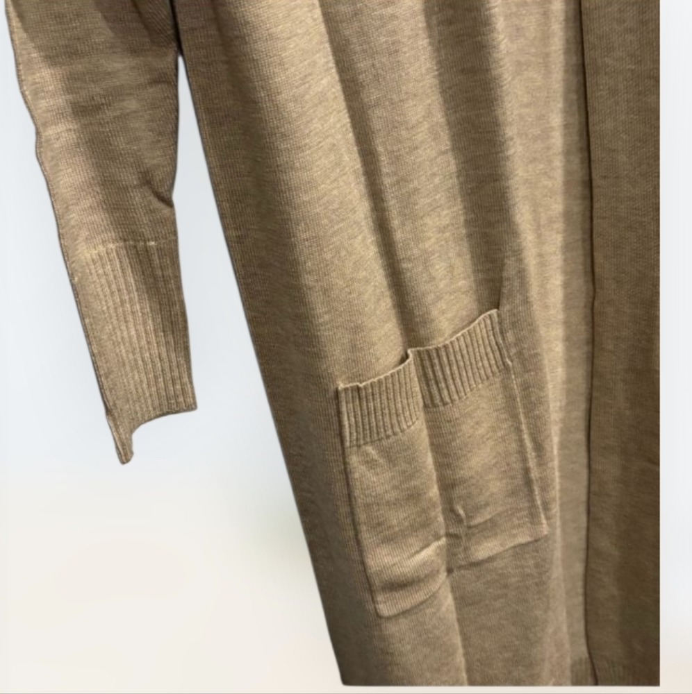 The Drop Heathered Oatmeal Open-Front Cardigan With Pockets NWT - Picture 5 of 5